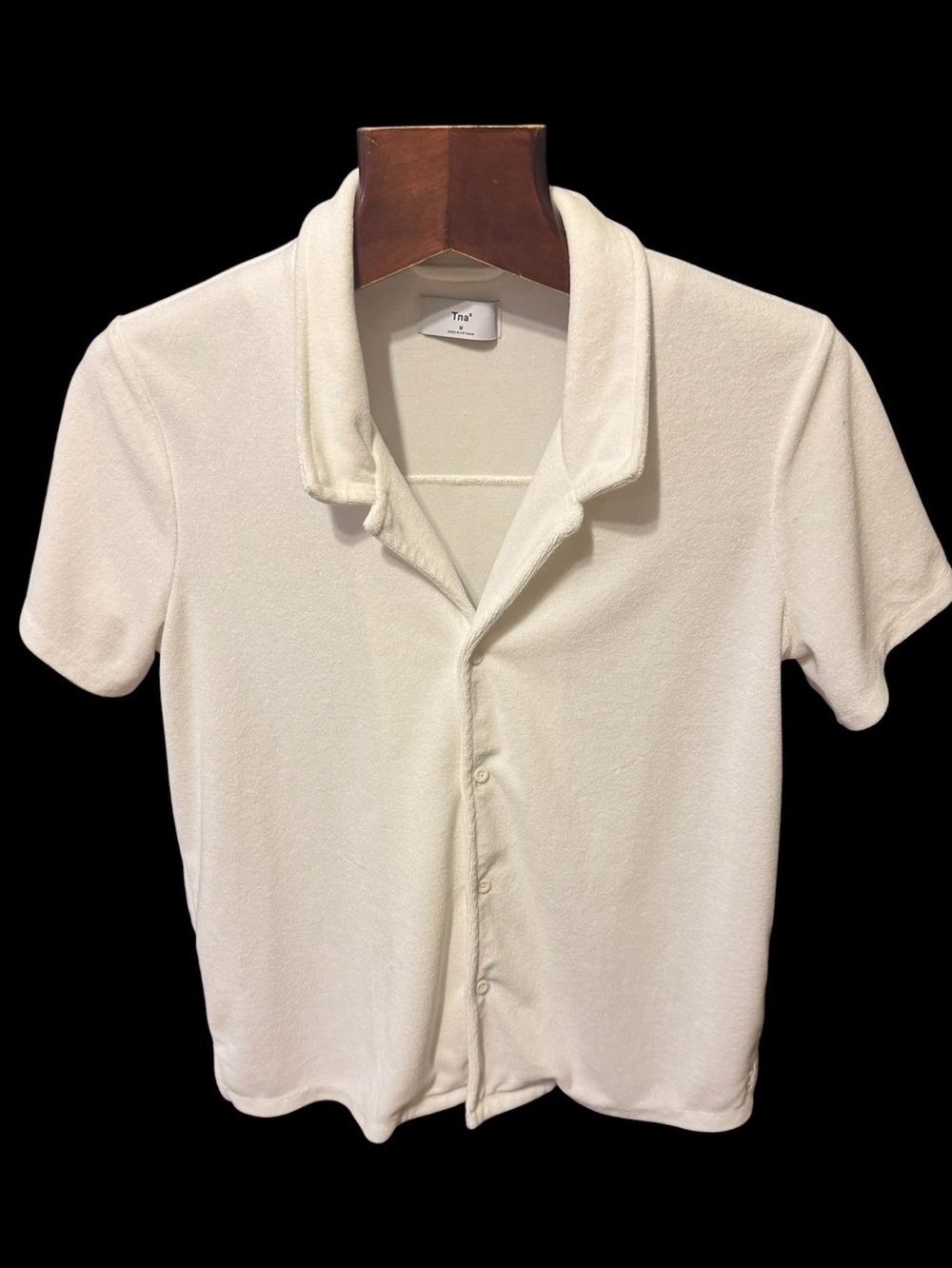 TNA men white  Knit button down shirt size M used once